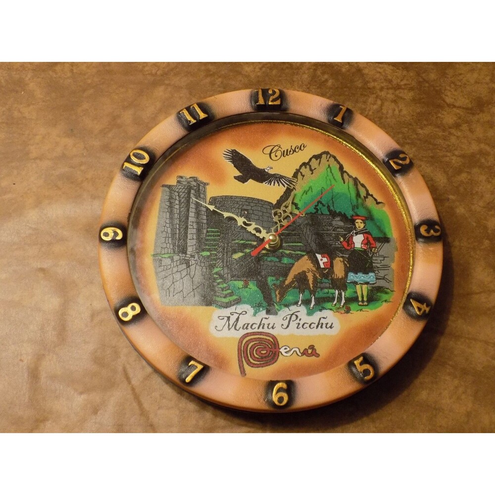 Machu Picchu Round Wall Clock Decor Handmade Art Quality Piece